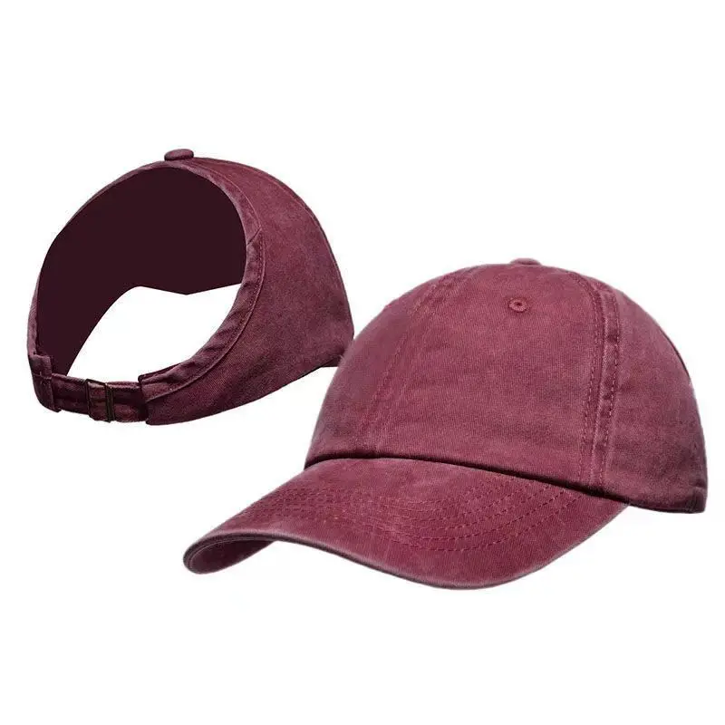 Solid Color High Ponytail Baseball Cap for Women Spring/ Summer Sunhat Running Snapback Hat Messy High Bun Ponytail Caps Female