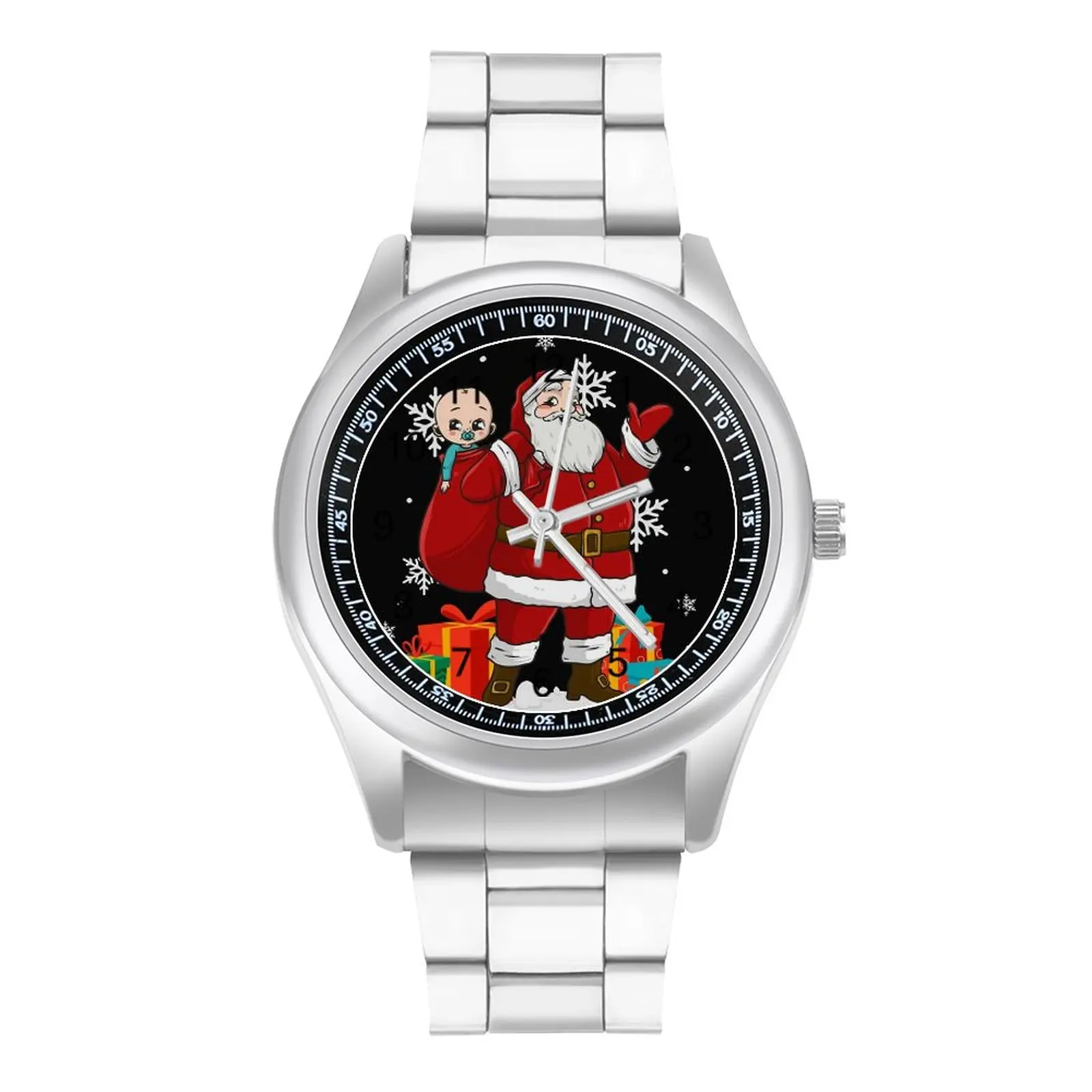 Christmas Santa Claus And Baby Quartz Watch Pregnancy Announcement Business Stylish Wrist Watch Steel Photo Woman Wristwatch