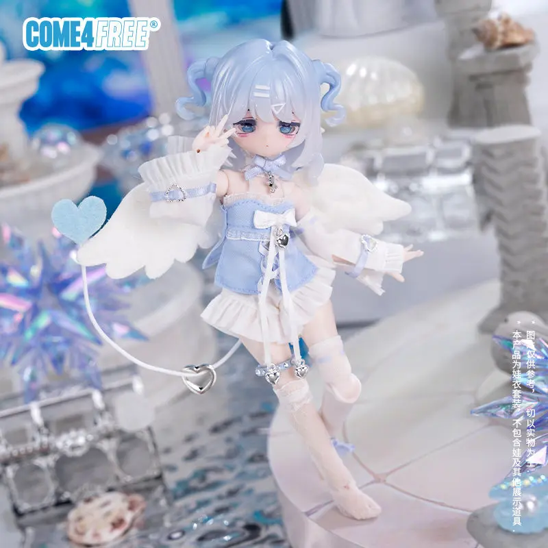 New Come4free 1/8 Bjd Doll Clothes Fairy Tale Series Blue White Angel Dress Set Doll Outfit Replacement Only Clothes No Doll