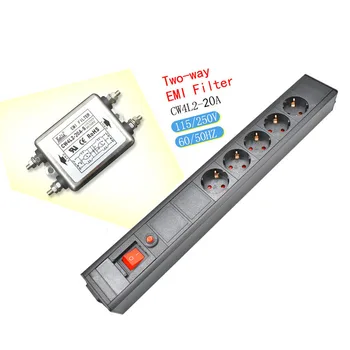 Sound Noise AC Power Filter Power Conditioner Power Purifier with EU Outlets Power Strip 16A Overload Protection 4000W