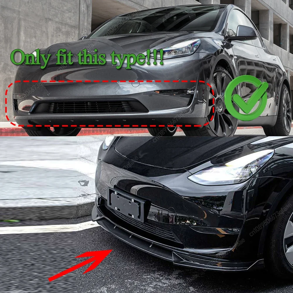 3Pcs/Set Car Front Rear Bumper Lip Chin Diffuser Body Kit Spoiler Deflector For Tesla Model Y 2020-2024 ABS Gloss Black Tuning