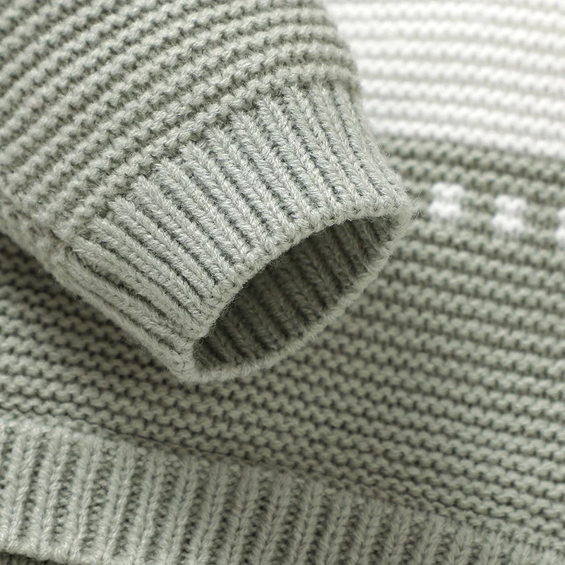 Baby Romper Knit Infant Kid Clothes 0-9M Fashion Turn-down Striped OverallsNewborn Girl Boy Jumpsuit Long Sleeve Foot Wrap Fall