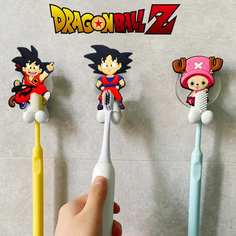 Dragon Ball Goku Wall Mounted Suction Cup Toothbrush Holder Rack Suction Hooks Bathroom Cartoon Children Toothbrushes Stand Gift