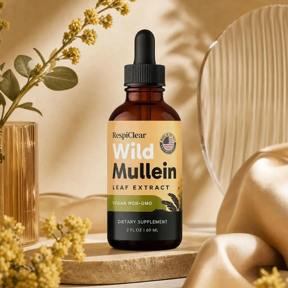 Brand Respiratory Support Body Care Drops Wild Mullein Leaf Vegan Non-GMO Dietary Supplement RespiClear Lung Cleanse Detox Drops