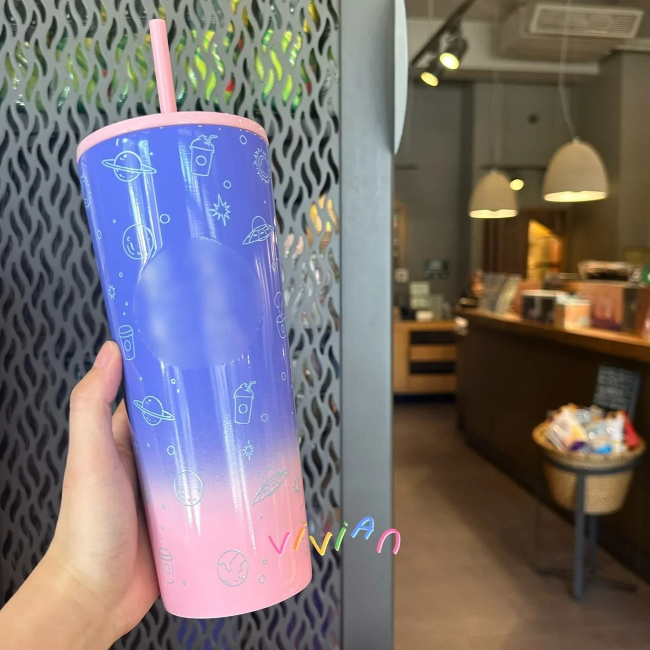 2024 Original Summer Universe Fantasy Series Ceramic Mug Straw Mug Coffee Cups Stainless Steel Insulated Outdoor Sport Water Cup