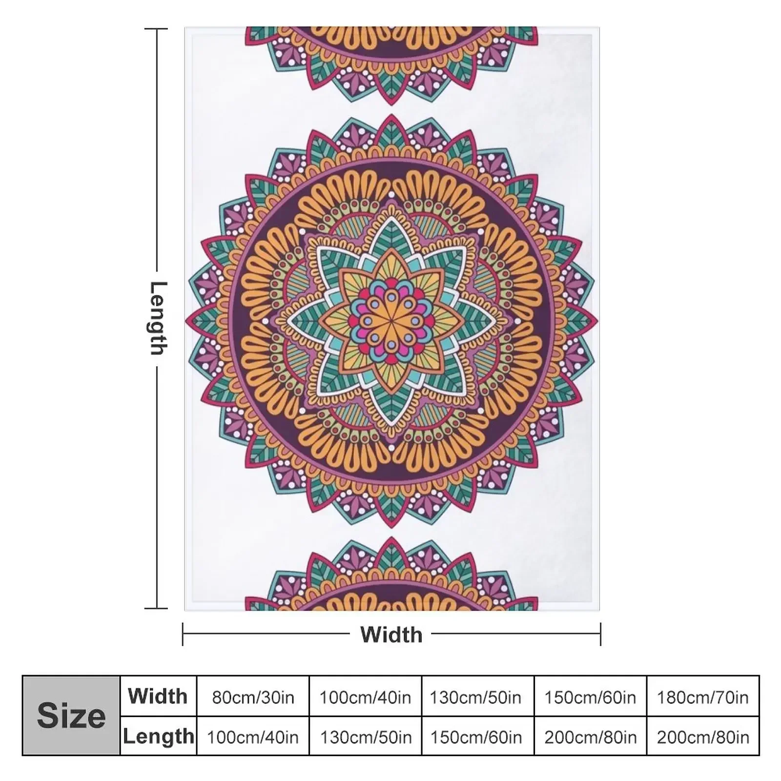 Floral coloredmandalavintage arabic designThrow Pillow Throw Blanket couch cozy soft plush fuzzy picnic outdoor blanket