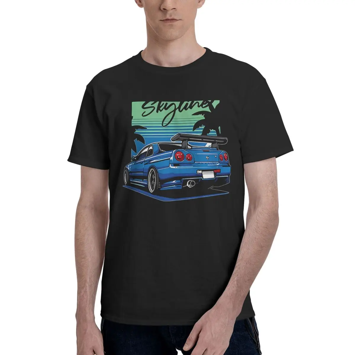 

Initial D Skyline R34, 100% хлопок, повседневные дышащие удобные милые забавные футболки Ugus, мужская рубашка