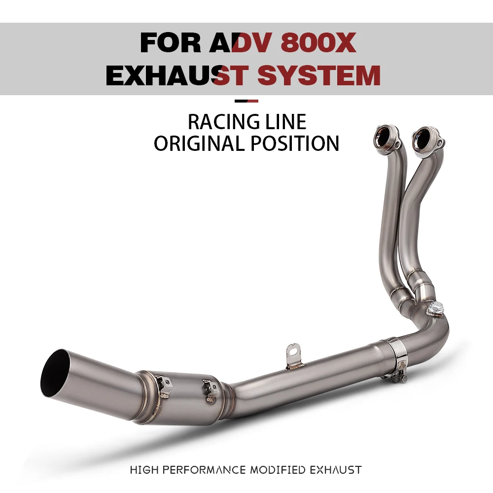 For KOVE 800X ADV 800X Adventure Motorcycle Front Link Pipe 60mm Slip On Exhaust Header Connect Stock Muffler