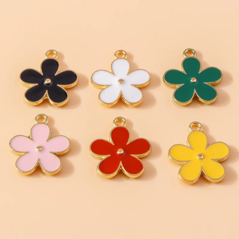 10 Stück niedliche, gemischte Emaille-Blumen-Anhänger zum Basteln von Ohrringen, Halsketten, Armbändern, DIY-Bastelarbeiten, Schmuckzubehör und Geschenken ﻿ – Detail 10