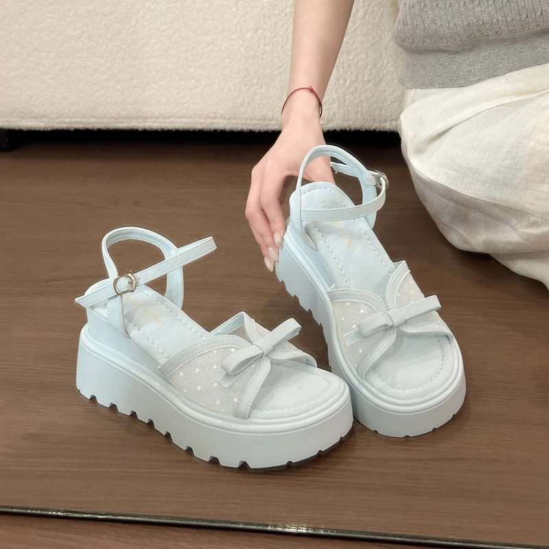 Damen Französische Keilsandalen 2026 Neue Sommerkollektion Schöne Kleine Plateausandalen