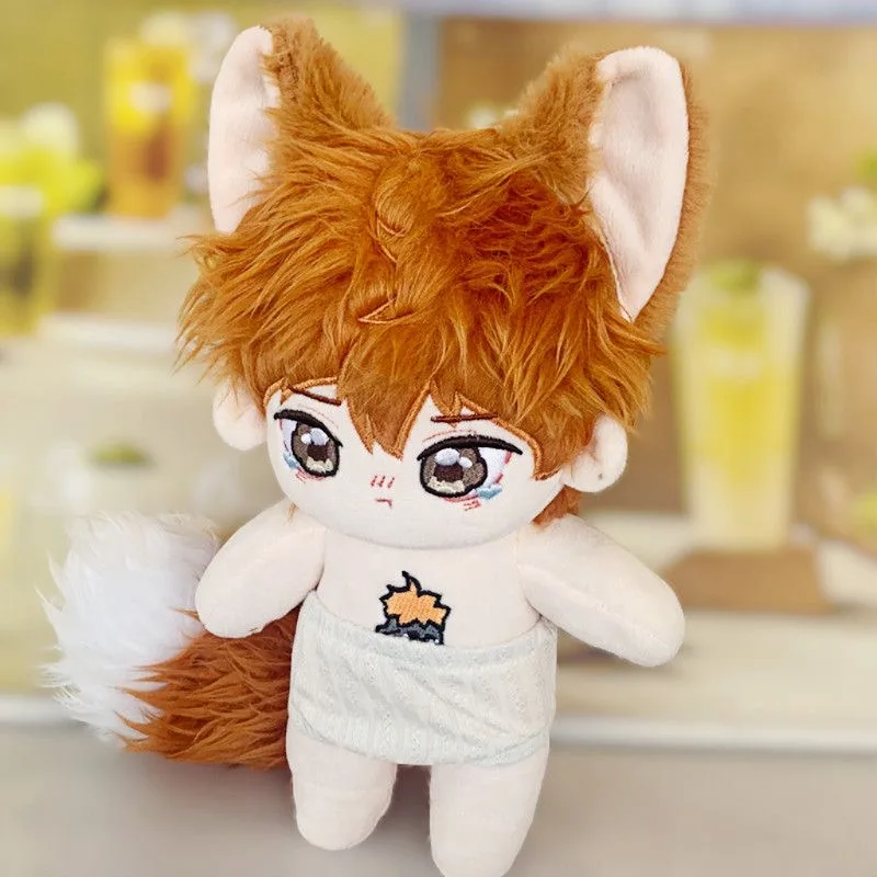 Anime Role Shoyo Hinata Animal Ear Tail Handsome Cosplay Soft Plush Doll Body Dress Up Stuffed Plushie Toys Dolls Figure 20cm