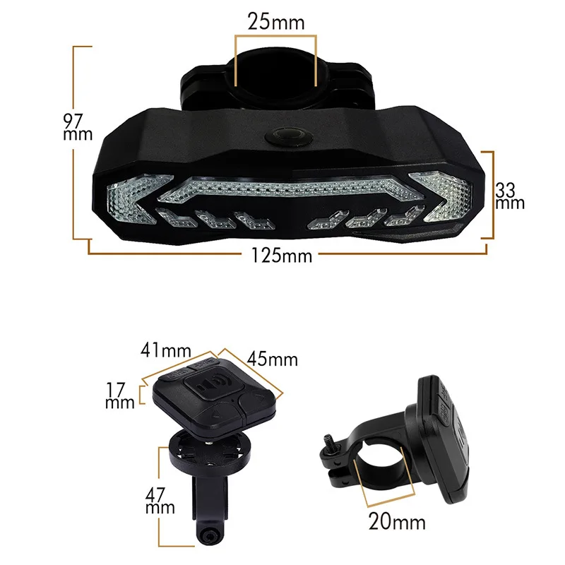 Alarma de carga USB, Sensor impermeable, Control remoto inalámbrico, Detector de vibración para puerta y ventana, lámpara de dirección de frenado de bicicleta