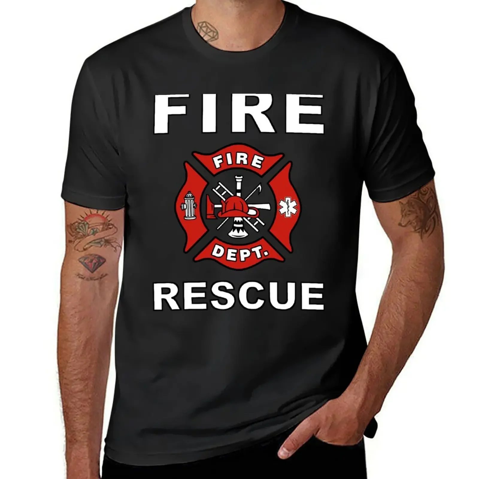 

FIRE RESCUE FIREMAN FIRE FIGHTER DEPARTMENT FIRST RESPONDER T-shirt hippie clothes quick-drying Men's t shirts