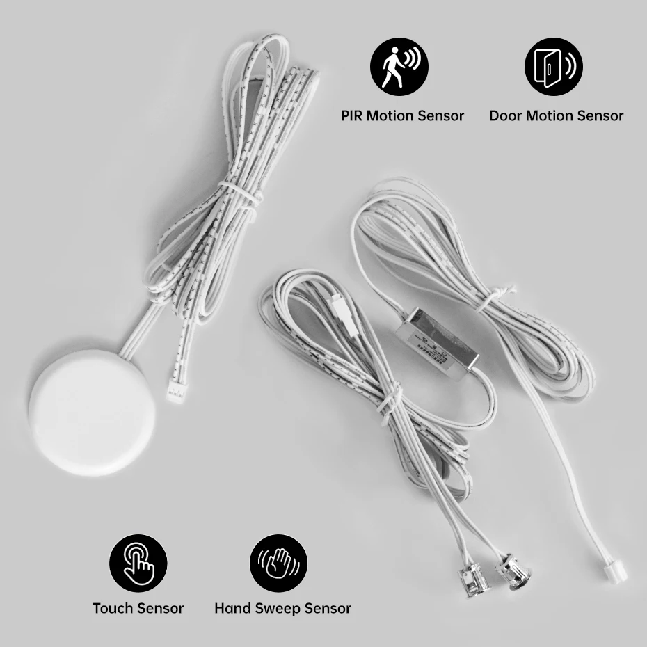 Dupont Cabinet Light Switch DC12-24V Auto On/Off PIR Motion Sensor / Hand Sweep Touch Dimmer for Wardrobe/Closet Lighting