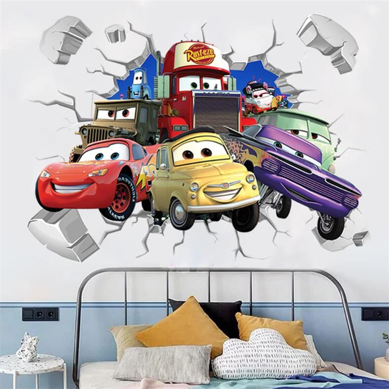 MINISO Cartoon Cars Lighting McQueen Wall Stickers For Kids Room Kindergarten Living Room Bedroom Wall Decoration Movie poster