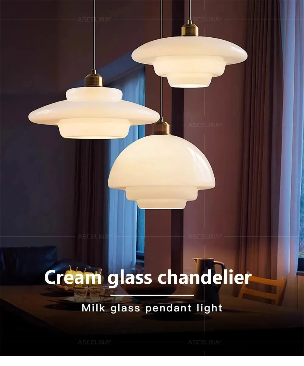 Vintage Glass Pendant Light White For Living Room Dining Room Restaurant Coffee Shop Bar Study Room Indoor Decorative Chandelier