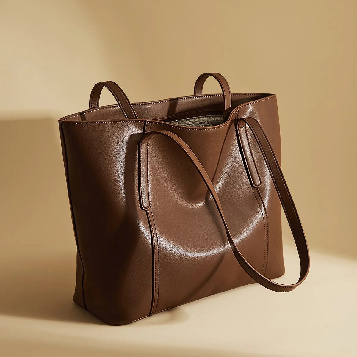 FOXER Soft Leather Women Shoulder Bag Split Leather Large Capacity Handbag Female Commute Tote Purse All-match