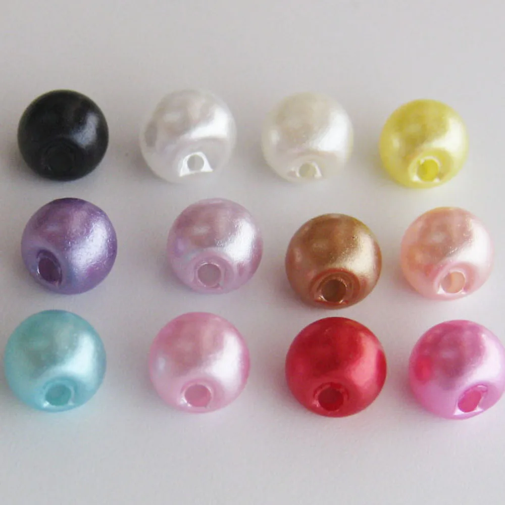 NBNOAV 100Pcs Dress Buttons Fashionable Side Hole 6MM/8MM/10MM Plastic Pearl Button DIY Sewing Supplies