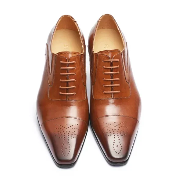 Whoholl-Chaussures Oxford en Cuir de Veau Verni pour Homme, Brogue Formel, Classique, Business