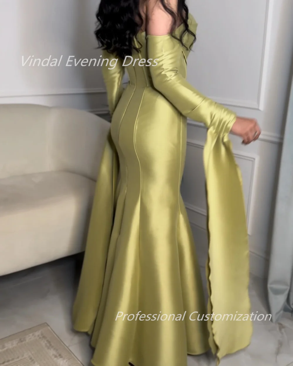 Vindal Evening dresses Satin Mermaid Pleat Strapless Floor-Length Full-Sleeve  Morden-Style High-Quality السعود For Woman 2024