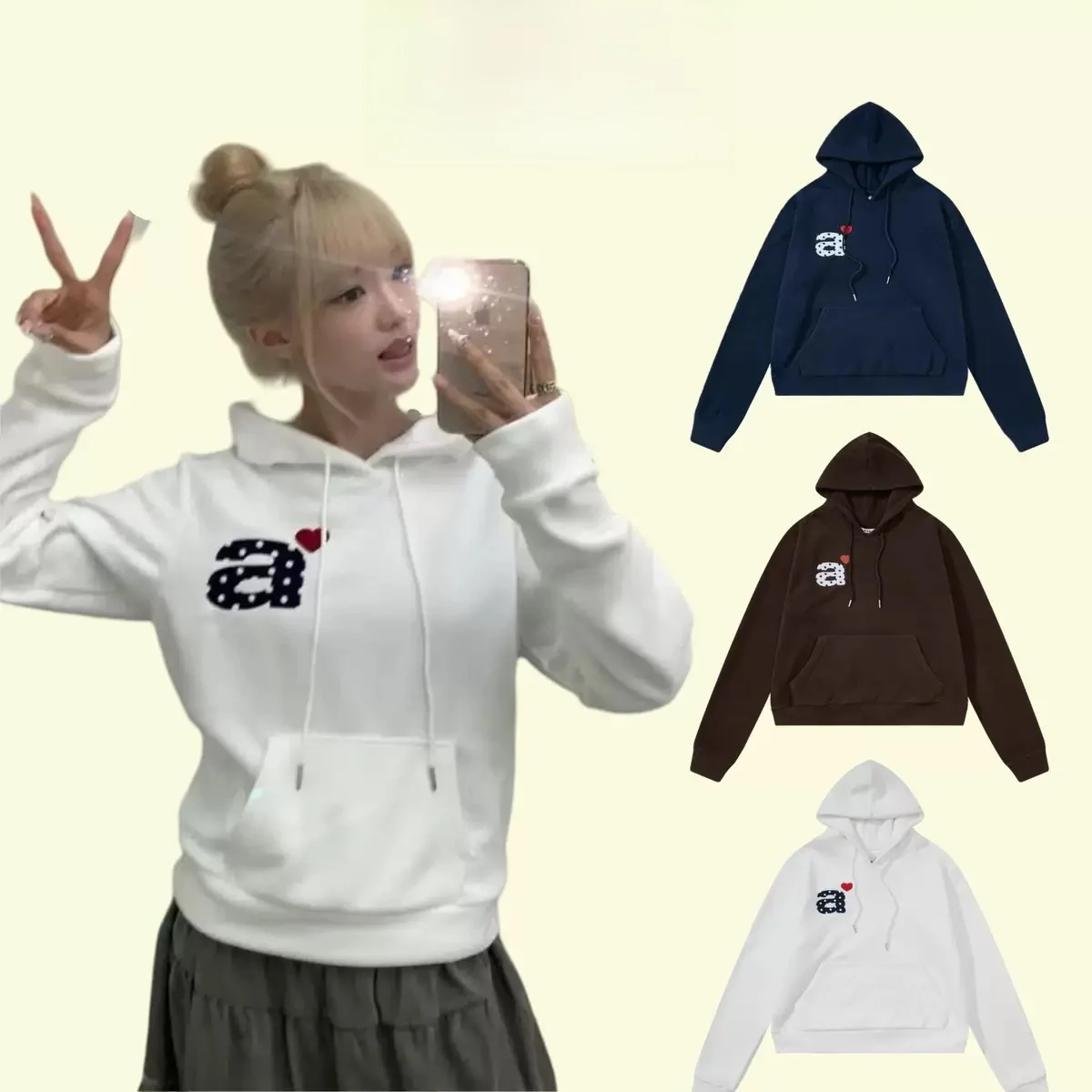 

Модная женская толстовка с флисовой подкладкой, свободная повседневная универсальная кофта с длинным рукавом, осенне-зимняя новинка, уличная одежда