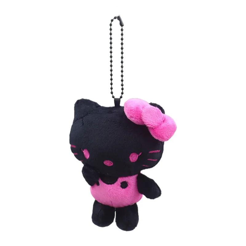 Sanrio Black Skin Hello Kitty Plush Toys Kawaii Cartoon Backpack Decoration Keychain Decoration Doll Girl Birthday Creative Gift