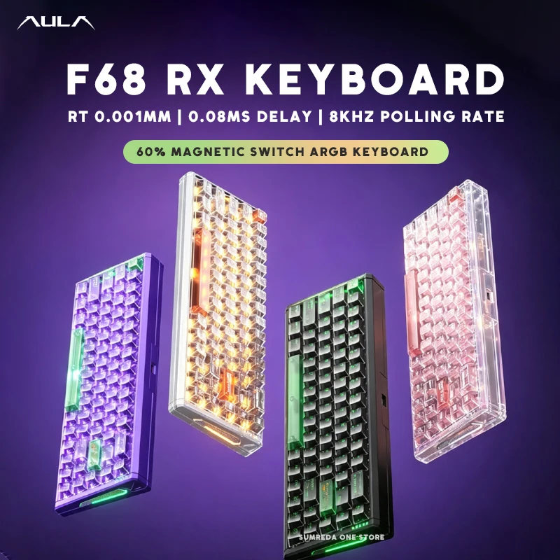 AULA F68 RX F68RX Gaming Mangetic Mechanical Keyboard Rapid Trigge 0.001 8KHz 0.08ms delay Wired RGB Hotswap Gamer Keyboard