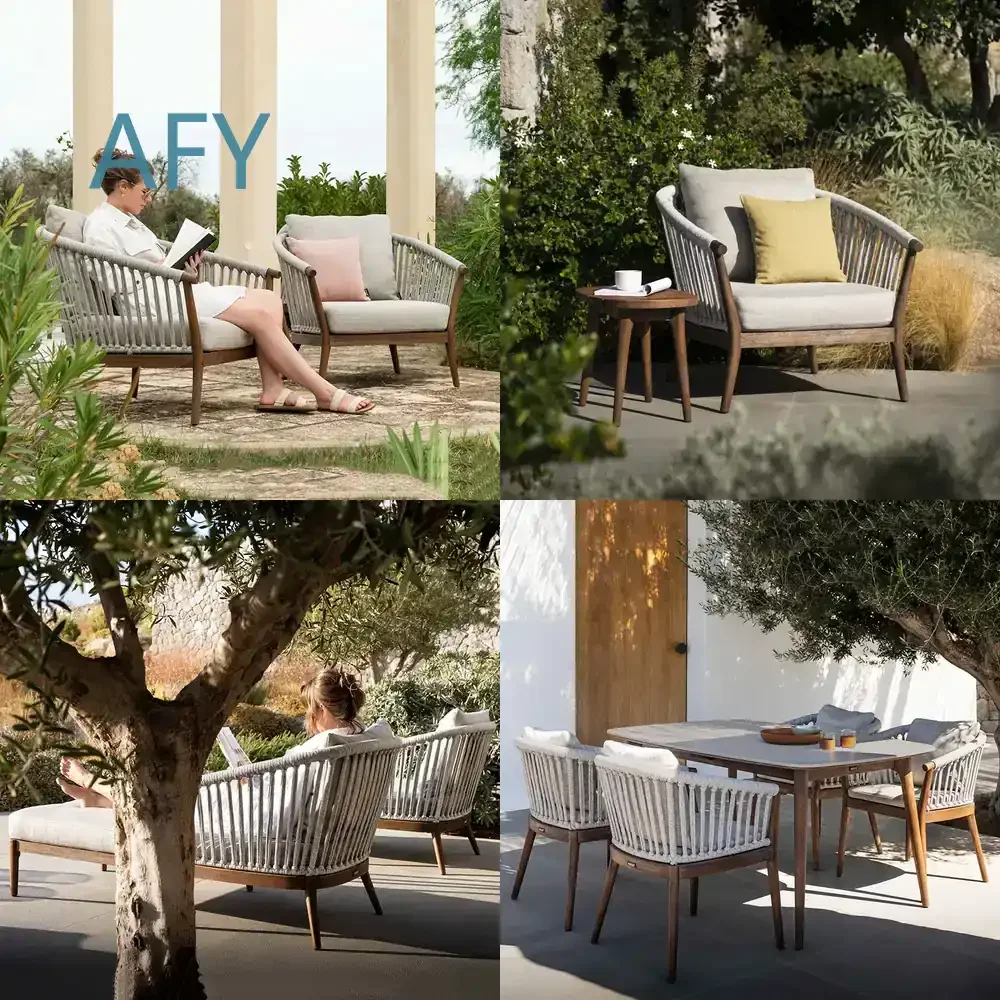 Wicker Dining Chair for Villa Courtyard Hotel Airbnb Outdoor Furniture Set Waterproof UV Resistant Patio Chairs Modern