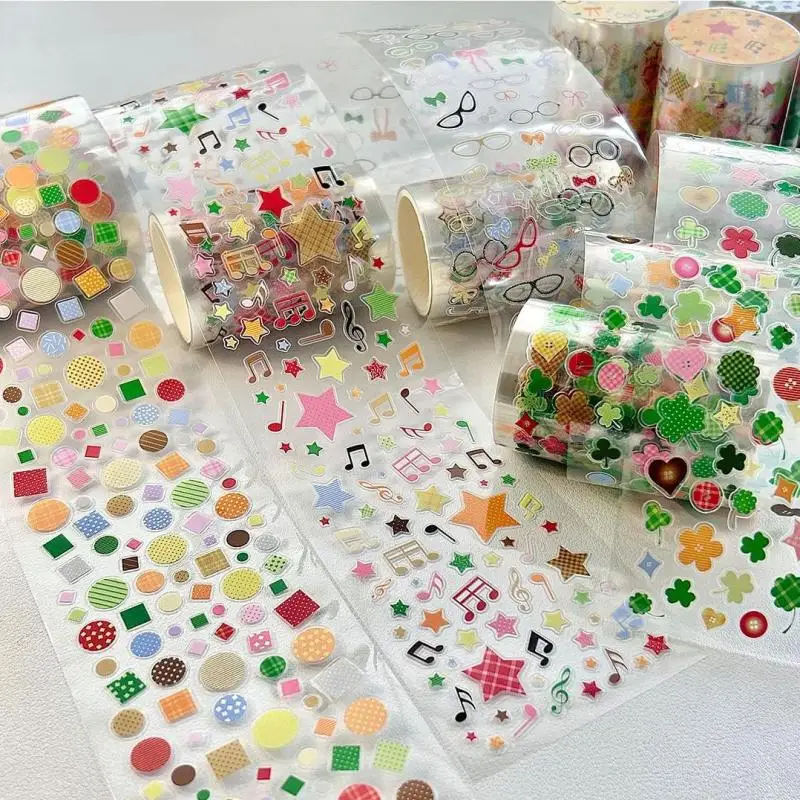 Nastri adesivi per doodle in PET Adesivi per trifogli Occhiali Carte per idoli Decor Scrapbook Journal Forniture per decorazioni fai da te