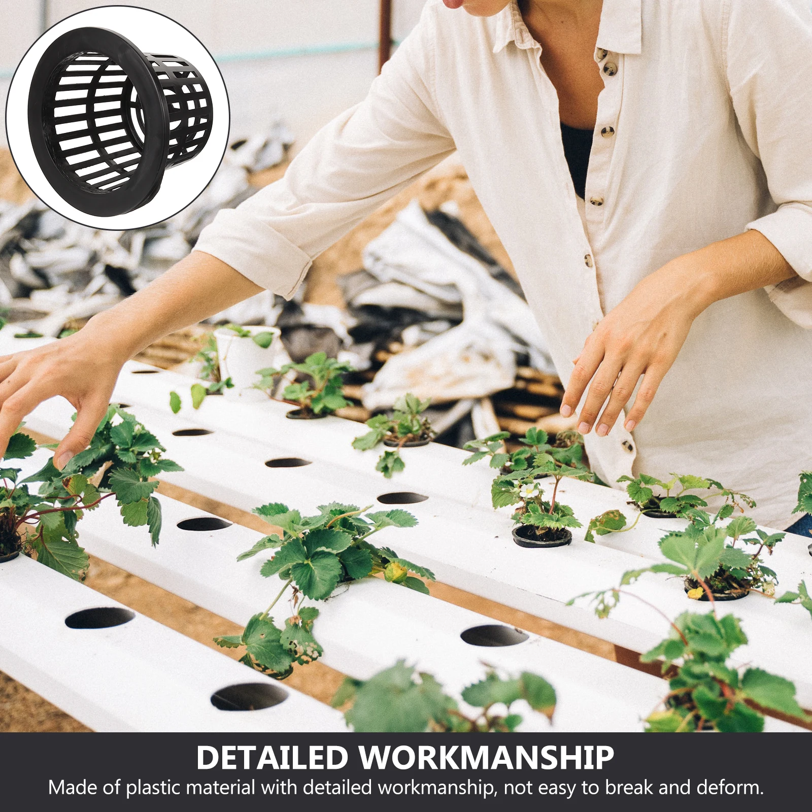 10 Pcs Plants Hydroponic Planting Basket Net Cups Plastic Pots Blue Planter Hydroponics Container Black