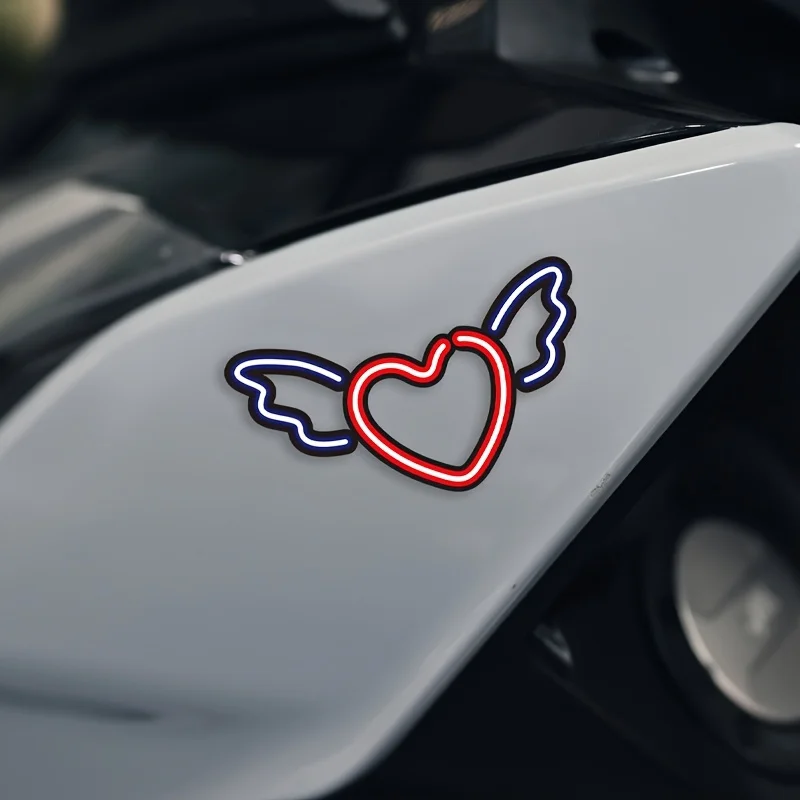 

1 шт. неоновая наклейка с крылатым сердечком-водостойкая виниловая наклейка, романтическая атмосфера для автомобиля, ноутбука-декор для подарка на День святого Валентина