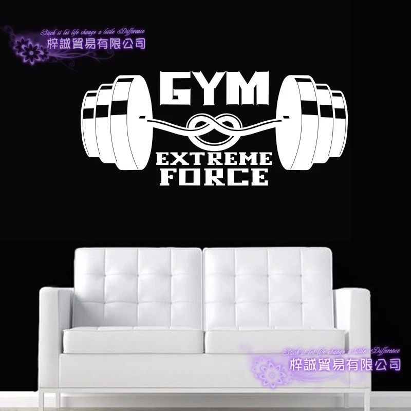 Fitness Club Glass Decal Gym Wall Sticker Decor Posters Vinyl Decoracion Barbell Weightlifting Decor Mural