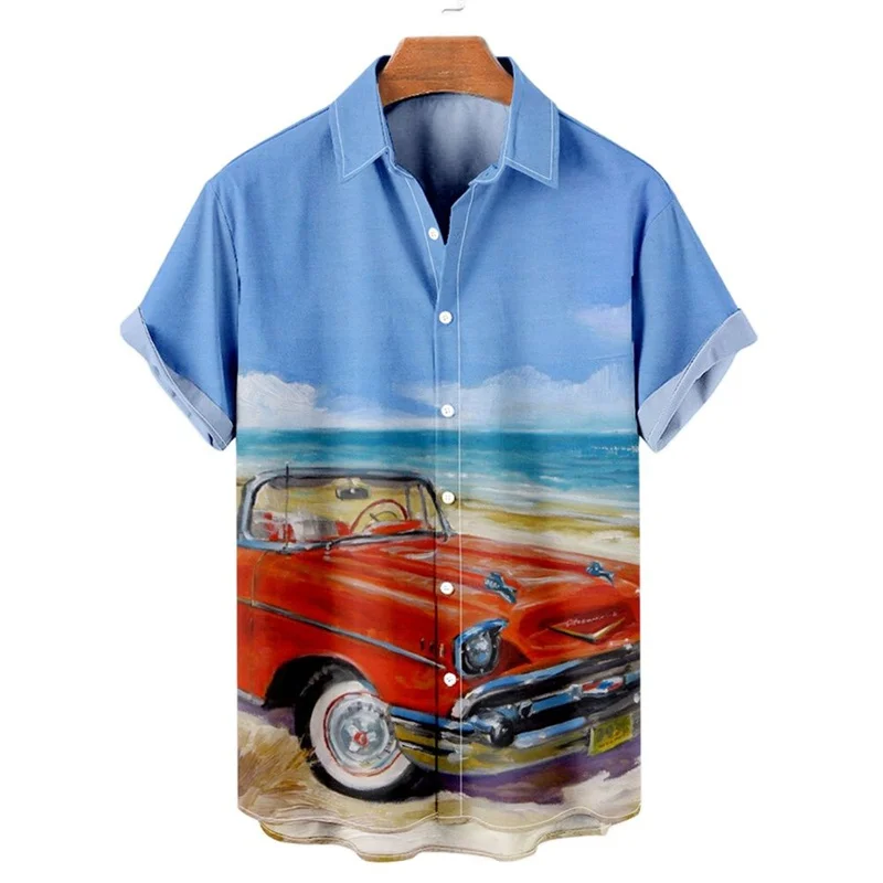 Shirts For Men 3d Vintage Fashion Violin Rocker Printed Rockabilly Hawaiian Shirt Short Sleeve Tops Outdoor Street Clothing