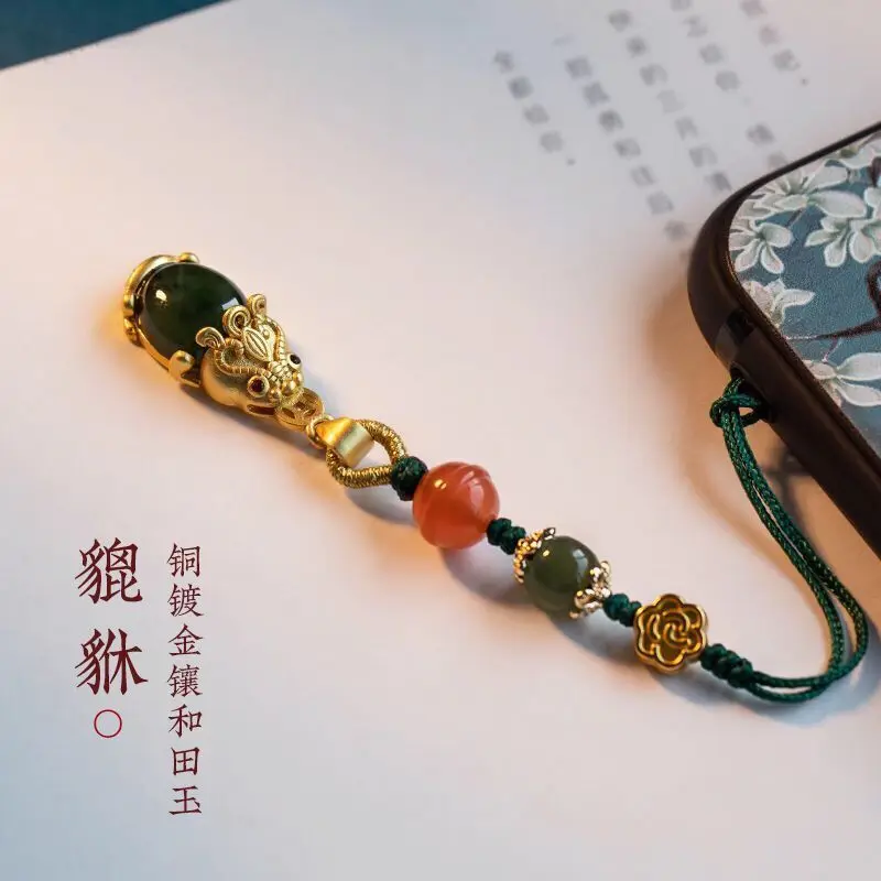 

Подвеска Caiyuan Pixiu из чистого серебра, подвеска для мобильного телефона Tian Biyu, цепочка для телефона, веревка, Новогодний подарок