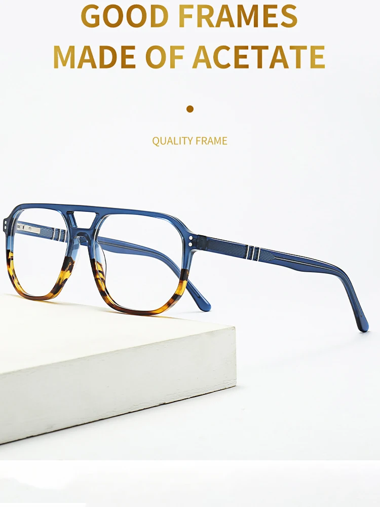 Fashion Brand Design Double-girder Pilot Oversized Acetate Frame Photochromic Anti Blue Ray Men Sunglasses Prescription Glasses - Image 6