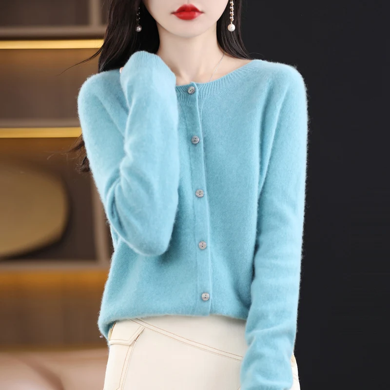 Woolen Sweater Women's Cardigan 2023 Spring  Summer New Fashion Loose Korean Version Foreign Style Round Neck Short Sweater Coat