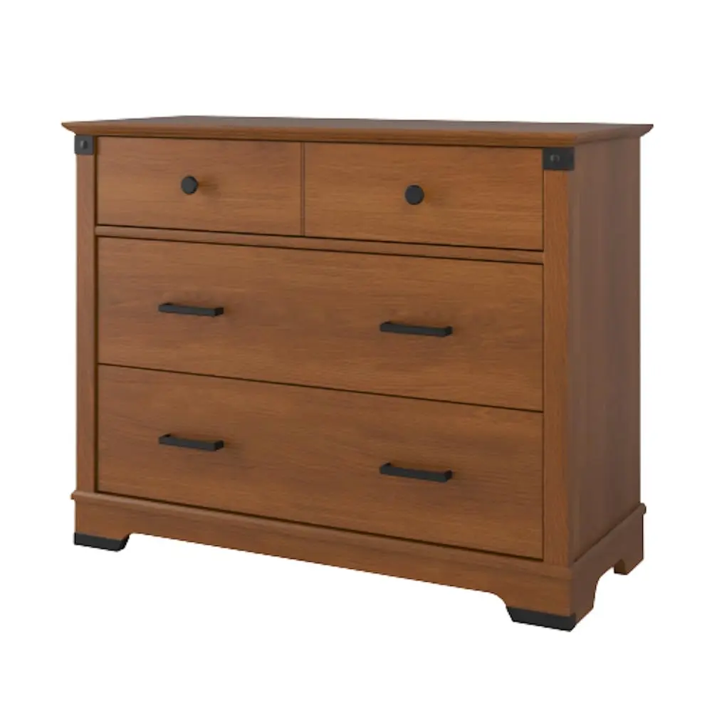 

Child Craft Redmond 3-Drawer Dresser, 42"W rustic nursery dresser with craft metal details, baby-safe finish, Coach Cherry hue