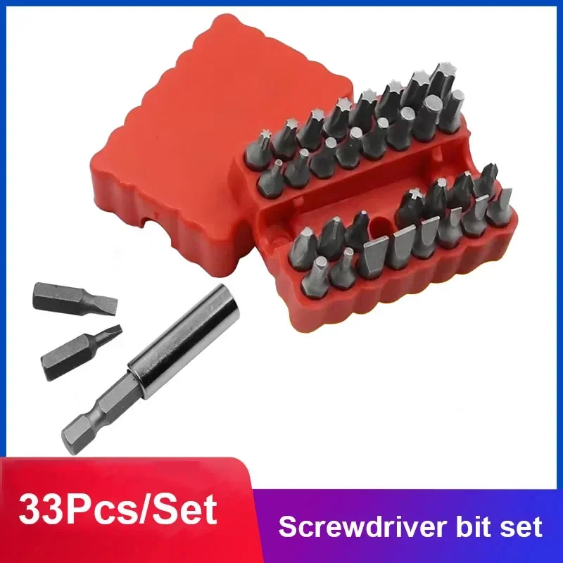 33Pcs/Set Bit Set Smooth High Hardness Solid Electric Screwdriver Bit Set Rechargeable Drill Bits Special Shaped Screwdriver