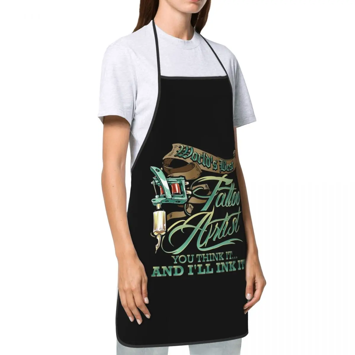 Unisex World\'s Best Tattoo Artist Apron Kitchen Chef Cooking Baking Bib Men Women Tattooists Tablier Cuisine for Painting