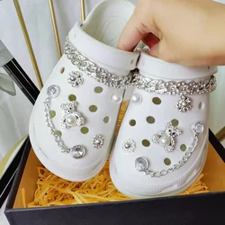 10/12PCS Shoe Charms DIY Fashion Summer Silver Bear Shoe Buckle Decoration for Clogs Shoe Charm Set Accessories