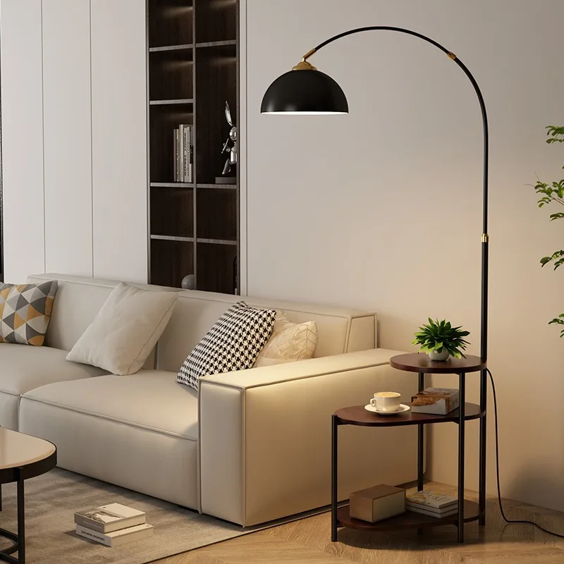 Living room fishing floor lamp retro sofa next to a few shelves ornament bedroom premium bedside table atmosphere light