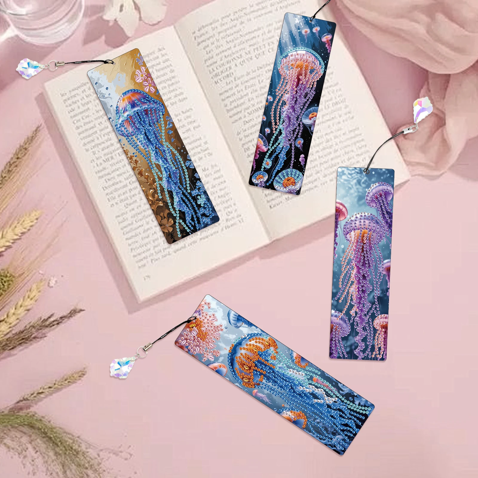 Resin Art Book - 4Pcs Bookmark Seni Berlian DIY dengan