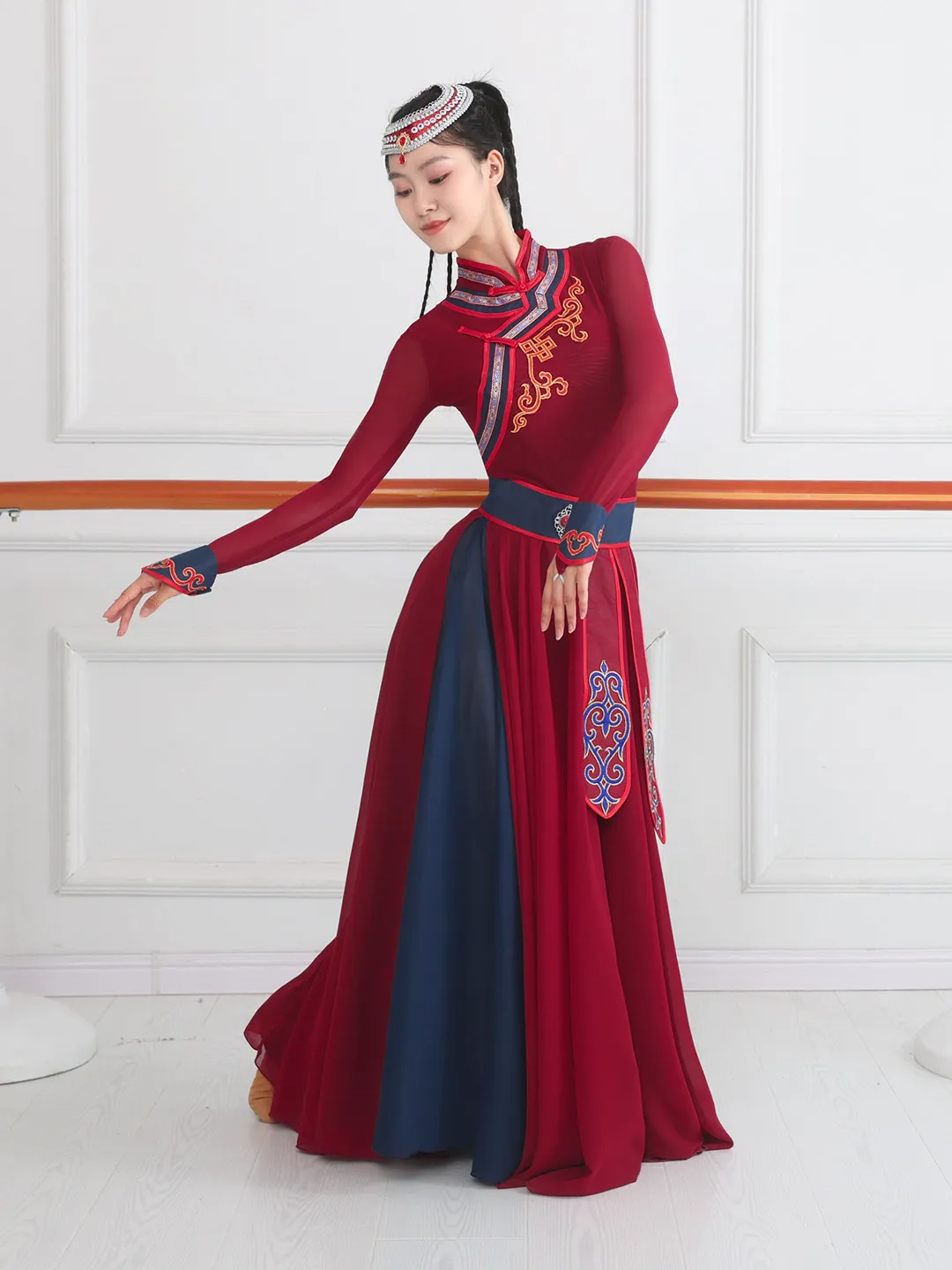 New Art Exam Mongolian Opera Dance Costume Grand Swing Skirt Set Female  Performance Practice Skirt Class Costume Stage Costume