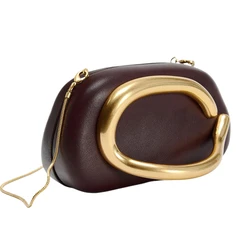 Sac à bandoulière en cuir PU pour femme, sac à main pour femme, sac à main pour femme, sac à main de soirée, rouge, détails en métal, marque de luxe initiée