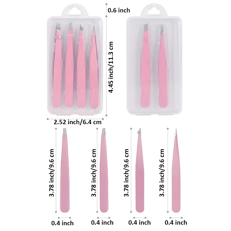 2/4Pcs High-Quality Eyebrow Tweezer Hair Beauty Fine Hairs Puller Stainless Steel Slanted Brow Clips Removal Makeup Tools