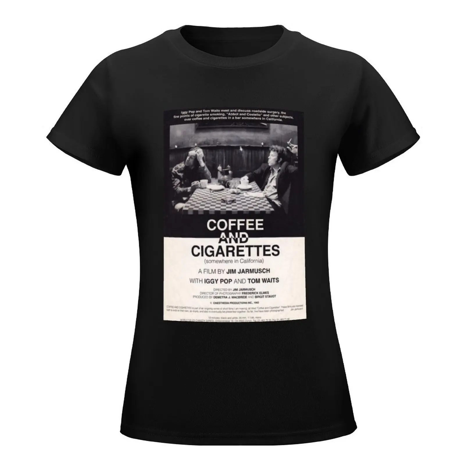 Camiseta de papel tapiz de café y cigarrillos de Jim Jarmusch, ropa estética divertida, vestido de camiseta para mujer, gráfico