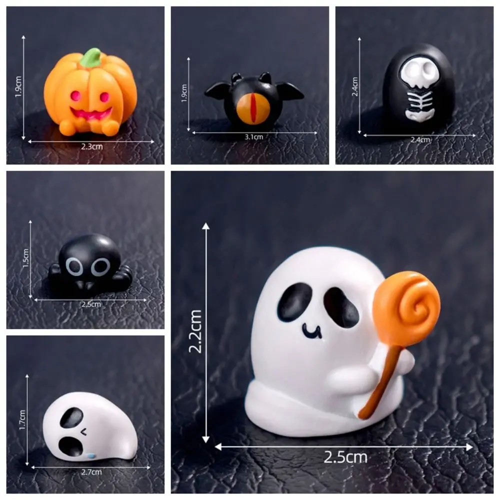 Mini muñeco de resina de calabaza fantasma, árbol de murciélago, accesorios para casa de muñecas de Halloween, decoración de gato negro, miniaturas de fantasmas de Halloween, decoración de coche