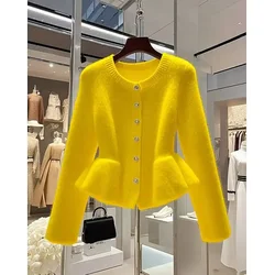 korean o neck knit women's sweater cardigan autumn fashion outwears knitwear jackets female beige soft knitted cardigan tops