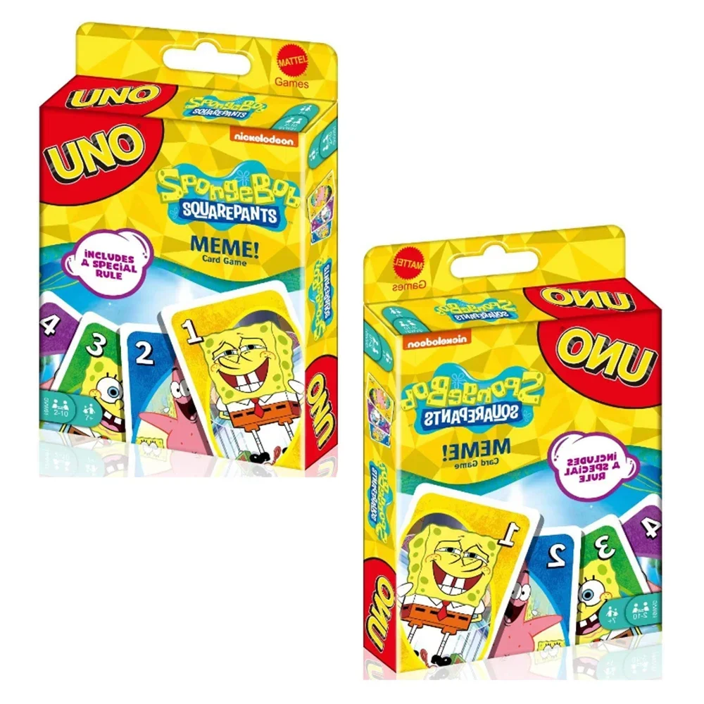 ¡HOT 20 estilos de juegos Mattel! !Juego de cartas UNO SpongeBobss NO MERCY para la noche familiar con gráficos temáticos de programas de televisión