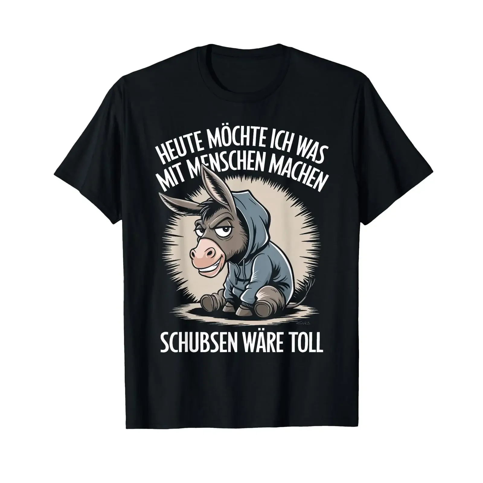 Heute möchte ich was mit Menschen machen Schubsen wäre toll T Shirt black vintage Washed Stretched Unisex Slightly Casual